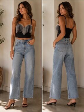 Black Rhinestone Fringe Bustier Top - Women's Statement Crop